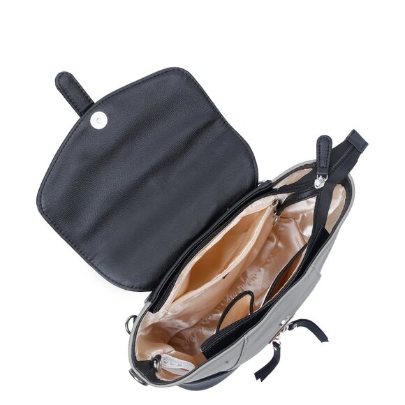 Ladies' Grey Colour Vegan/PU Leather Backpack – Stylish Daypack with Top Handle - Picture 5 of 10